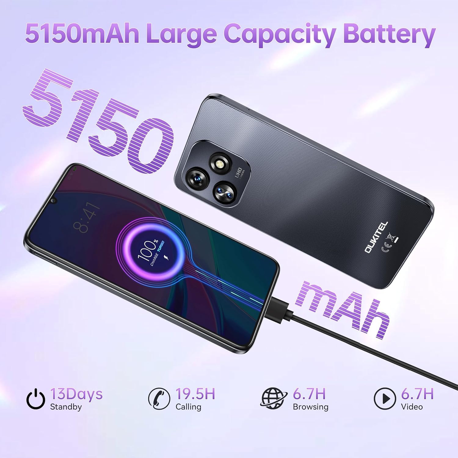 OUKITEL C51 Mobile Phones, Android 13 Smartphone 18GB RAM+128GB